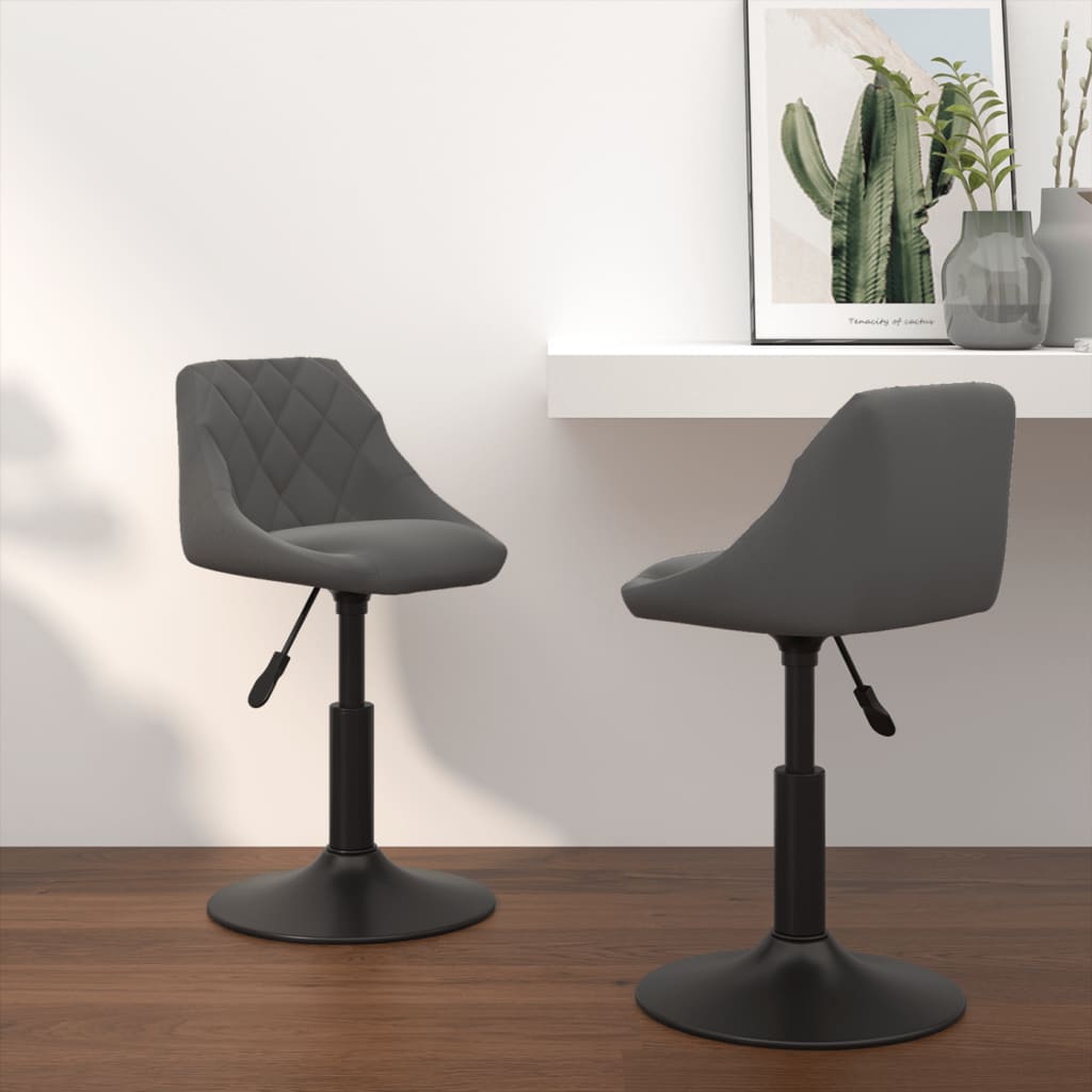 vidaXL Sillas de comedor giratorias 2 unidades terciopelo gris oscuro