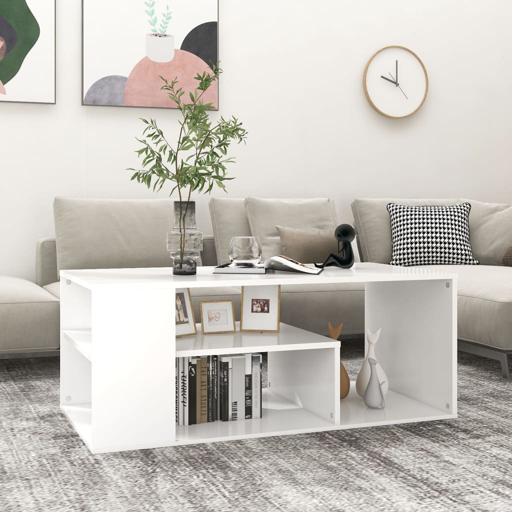 vidaXL Mesa de centro madera contrachapada blanco 100x50x40 cm