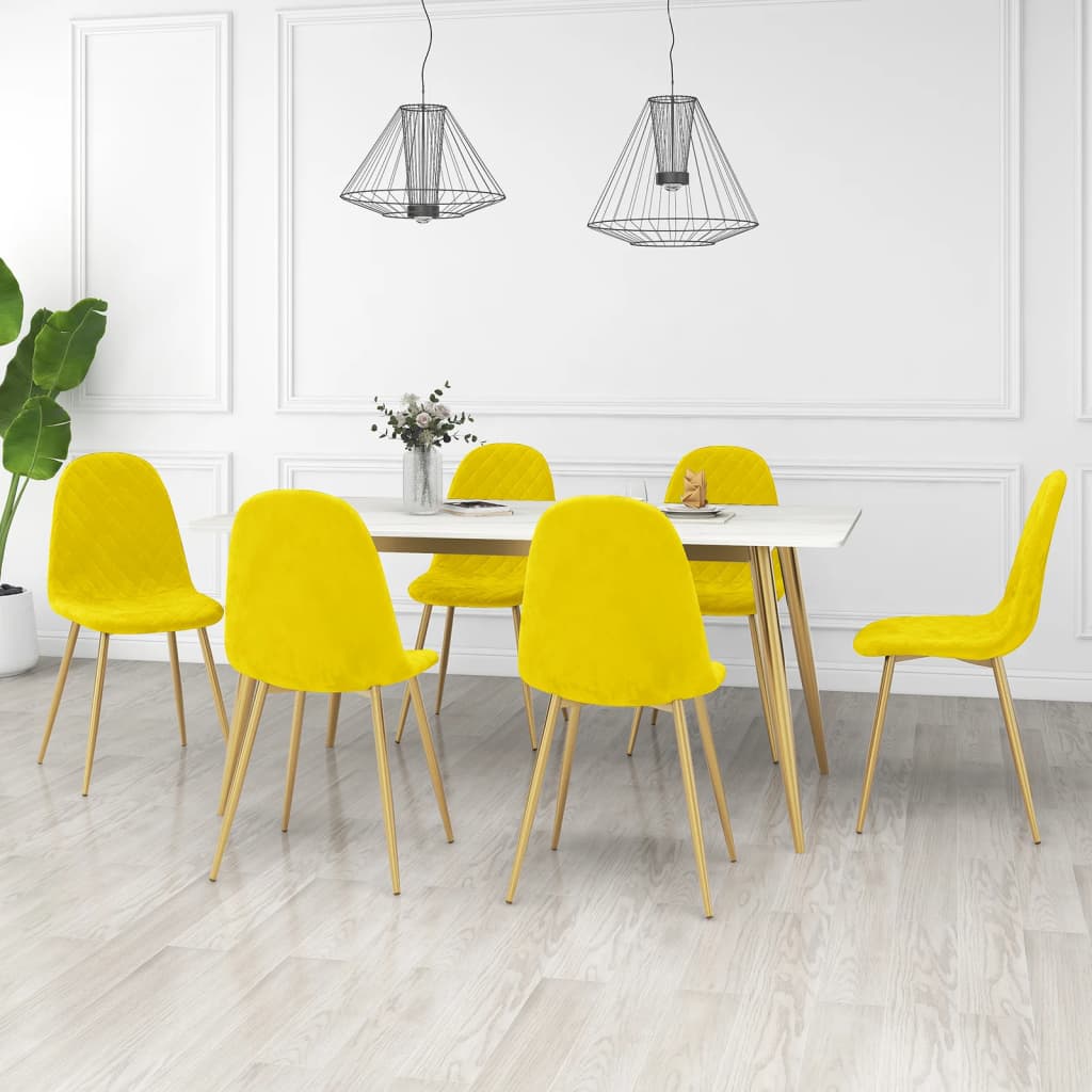 vidaXL Sillas de comedor 6 uds terciopelo amarillo mostaza