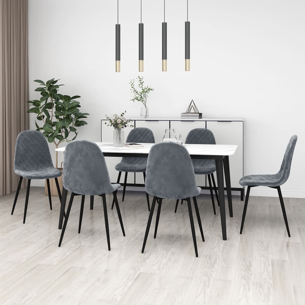 vidaXL Sillas de comedor 6 unidades terciopelo gris oscuro