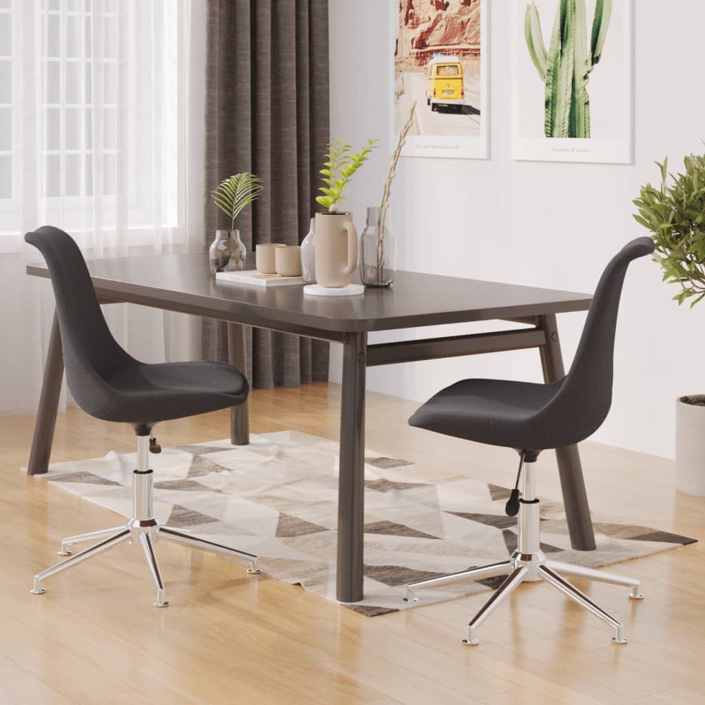 vidaXL Sillas de comedor giratorias 2 unidades tela gris oscuro