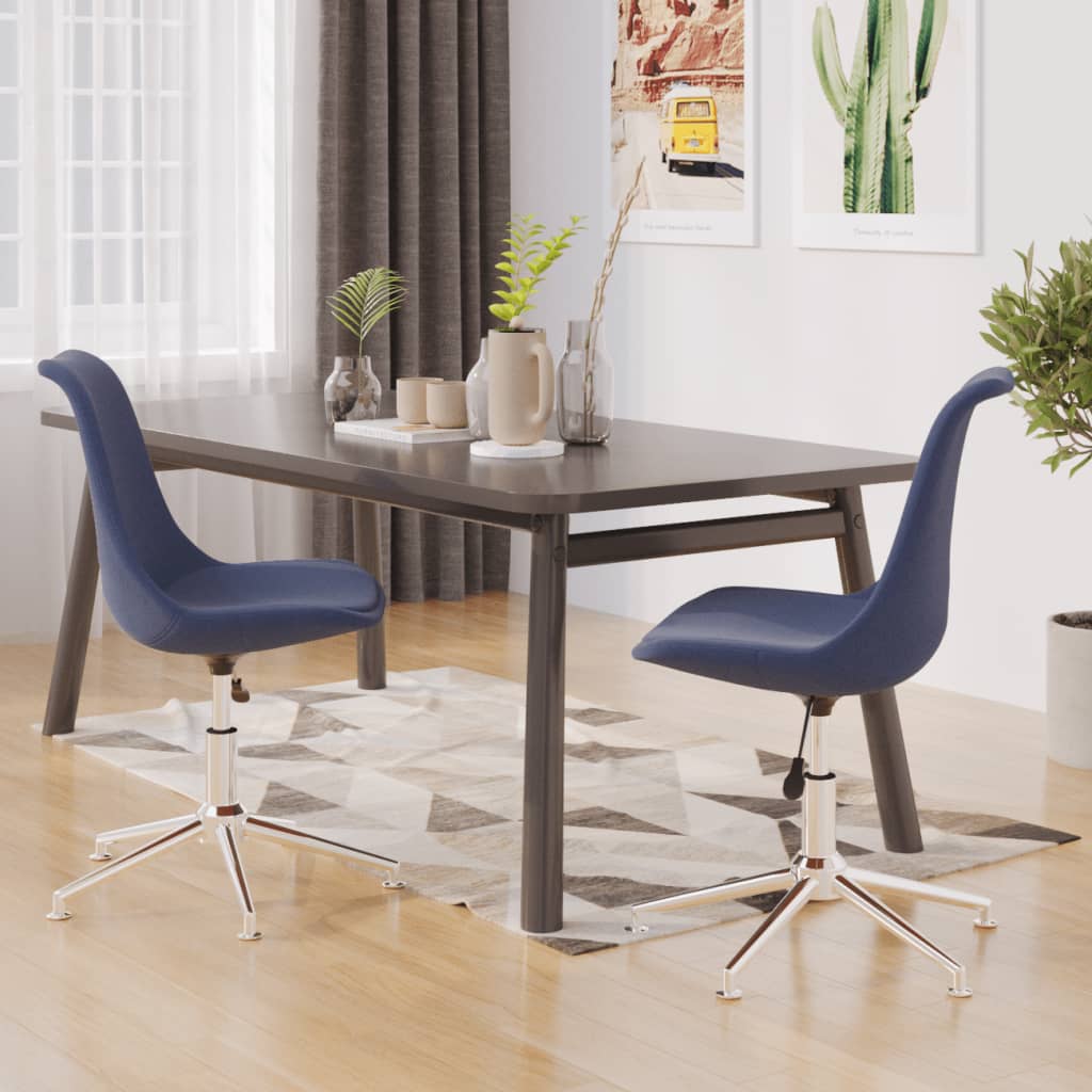 vidaXL Sillas de comedor giratorias 2 unidades tela azul