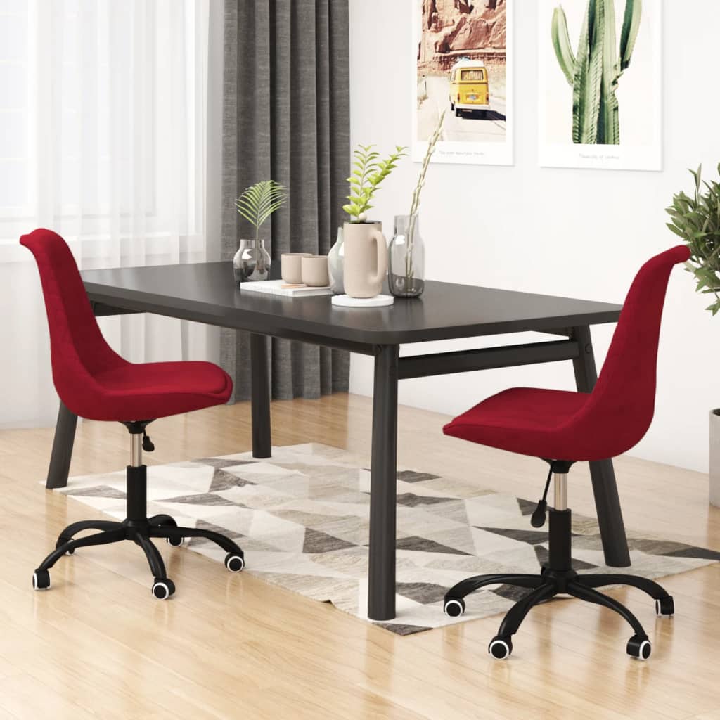 vidaXL Sillas de comedor giratorias 2 unidades tela rojo tinto