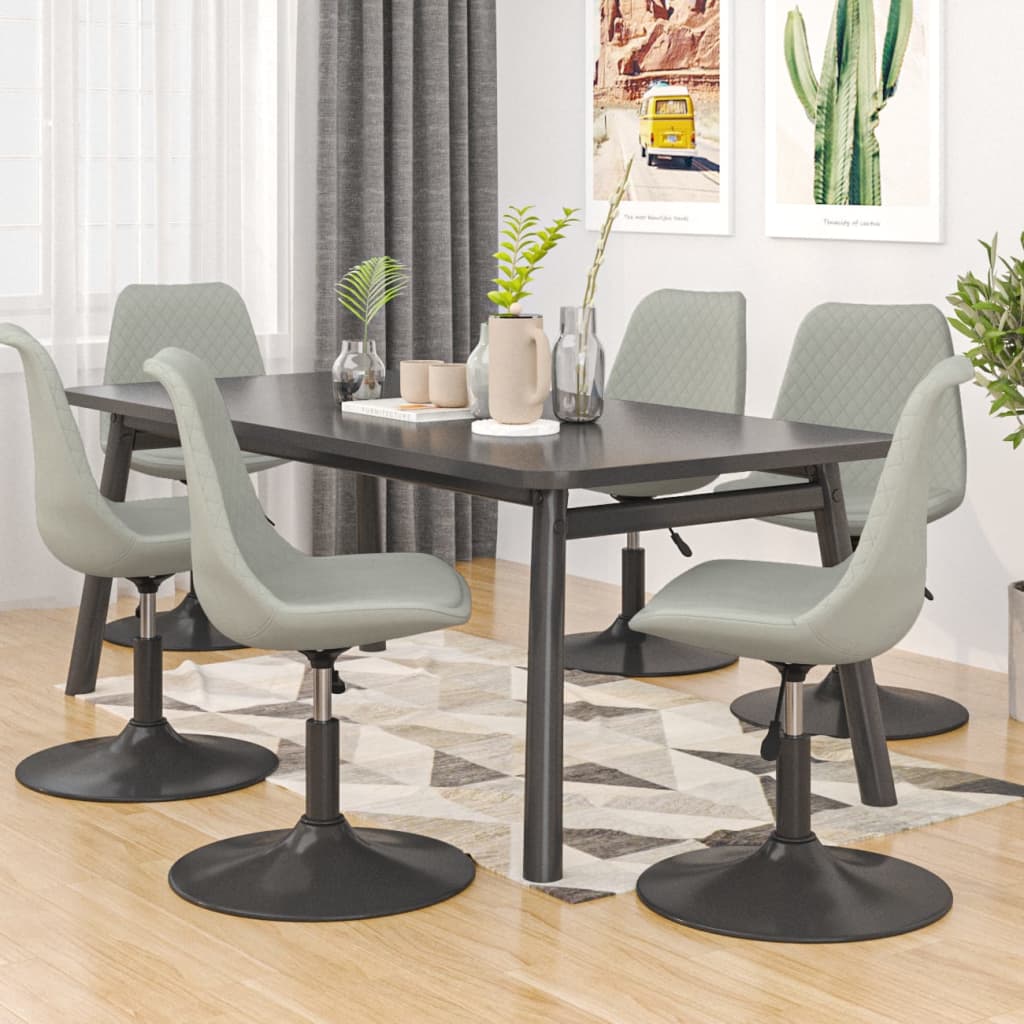 vidaXL Silla de comedor giratoria 6 uds terciopelo gris claro