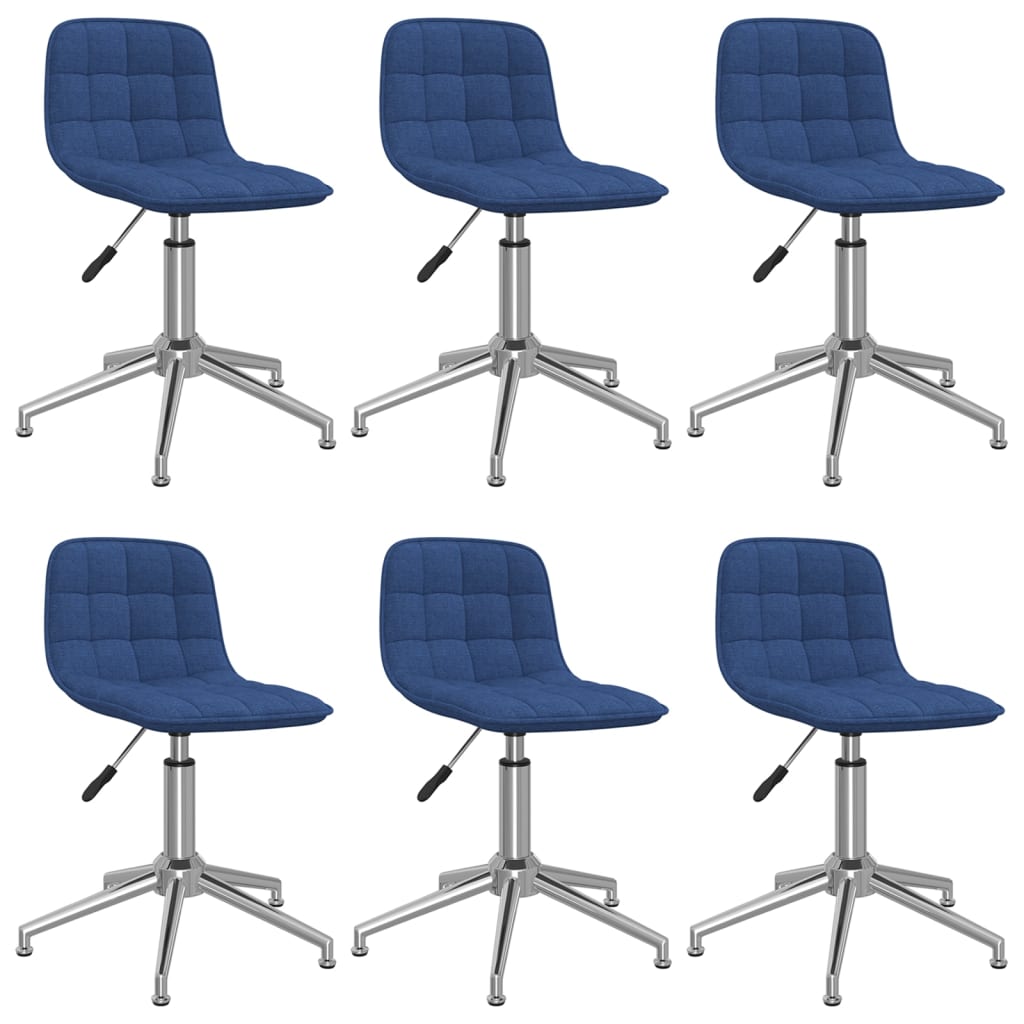 vidaXL Sillas de comedor giratorias 6 unidades tela azul