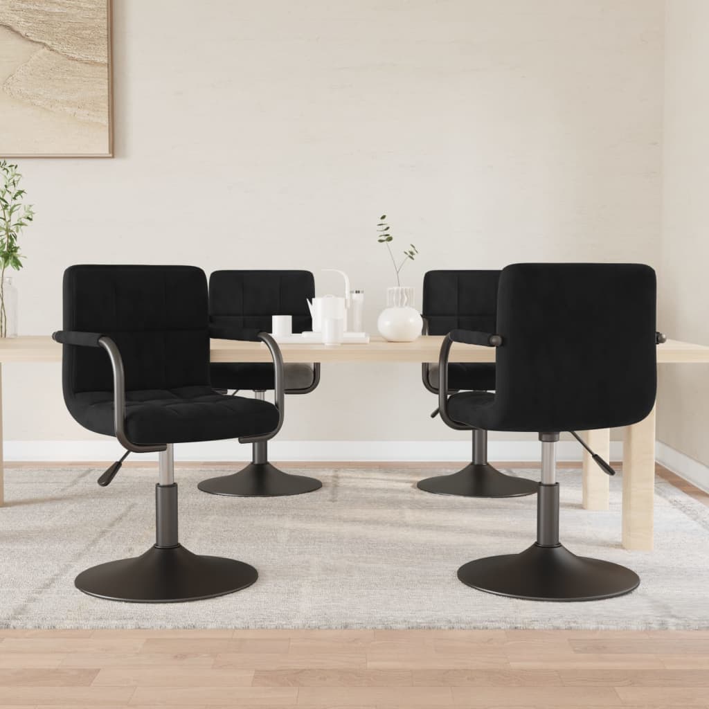 vidaXL Sillas de comedor giratorias 4 unidades terciopelo negro