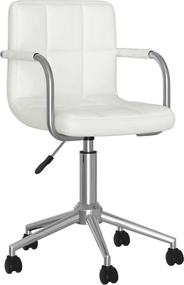 vidaXL Silla de comedor giratoria cuero sintético blanco