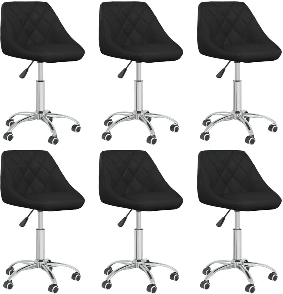 vidaXL Sillas de comedor giratorias 6 unidades cuero sintético negro