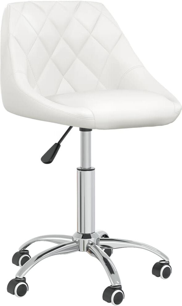 vidaXL Silla de comedor giratoria cuero sintético blanco