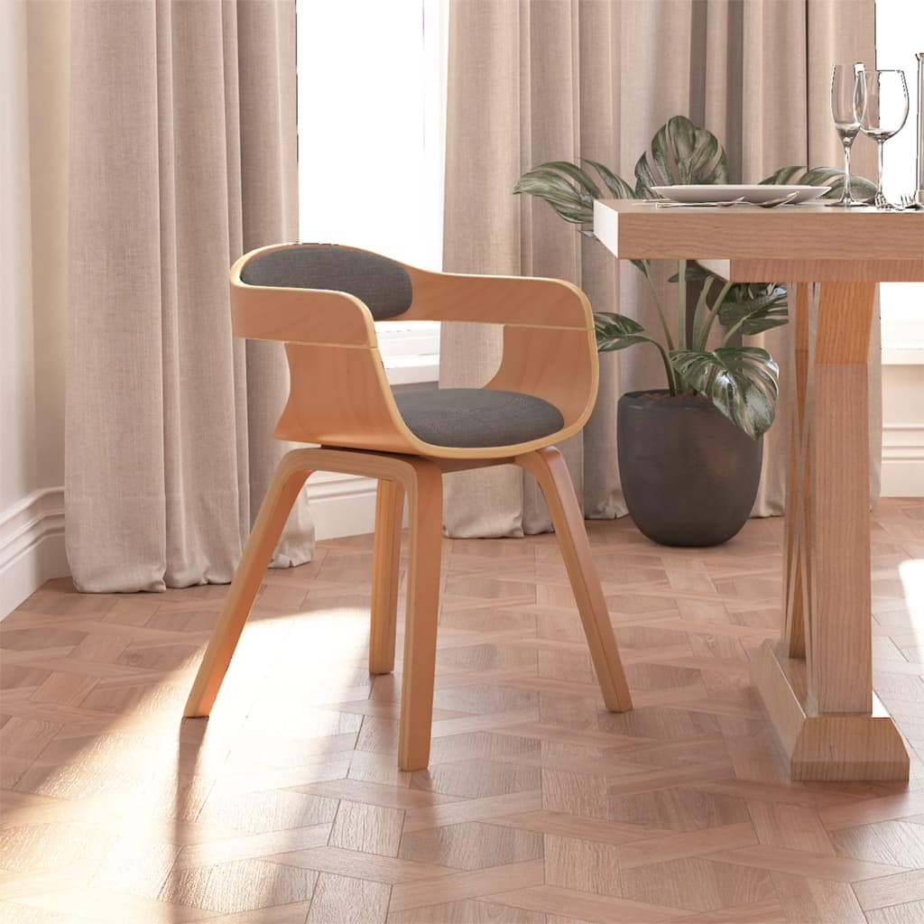 vidaXL Silla de comedor madera curvada y tela gris claro