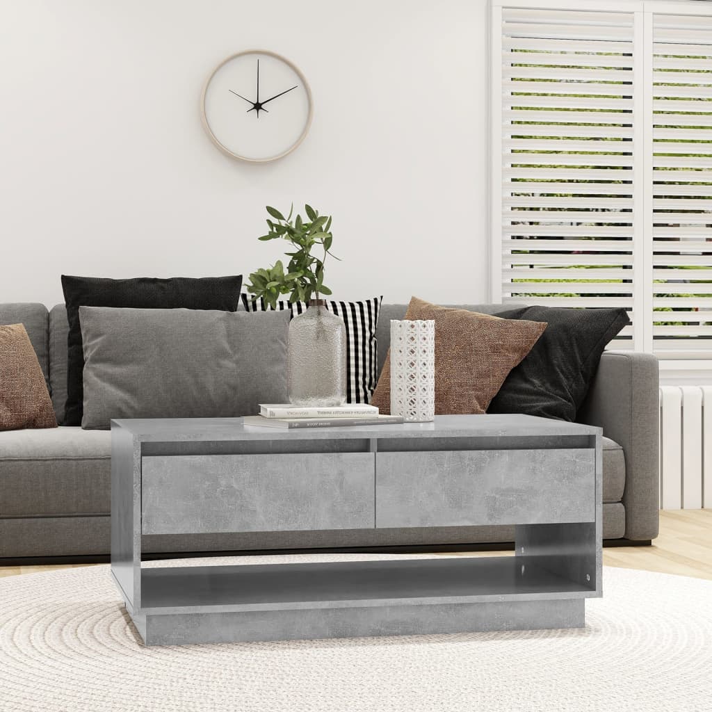 vidaXL Mesa de centro madera contrachapada gris hormigón 102,5x55x44cm