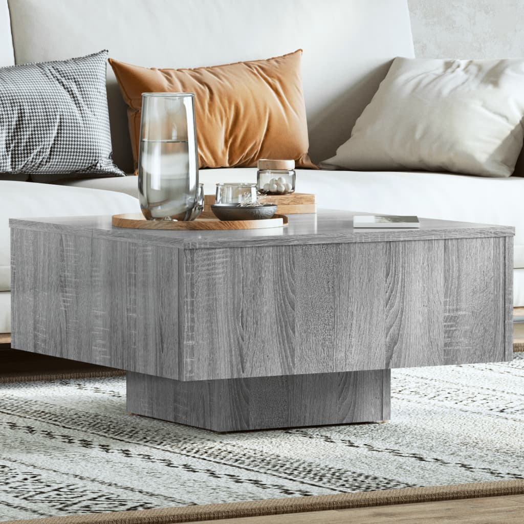 vidaXL Mesa de centro madera contrachapada gris Sonoma 60x60x31,5 cm