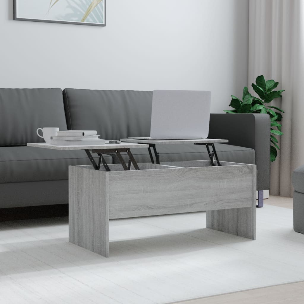 vidaXL Mesa de centro madera contrachapada gris Sonoma 102x50,5x46,5cm