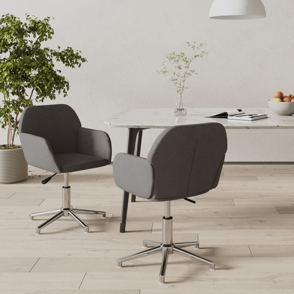 vidaXL Sillas de comedor giratorias 2 unidades tela gris oscuro