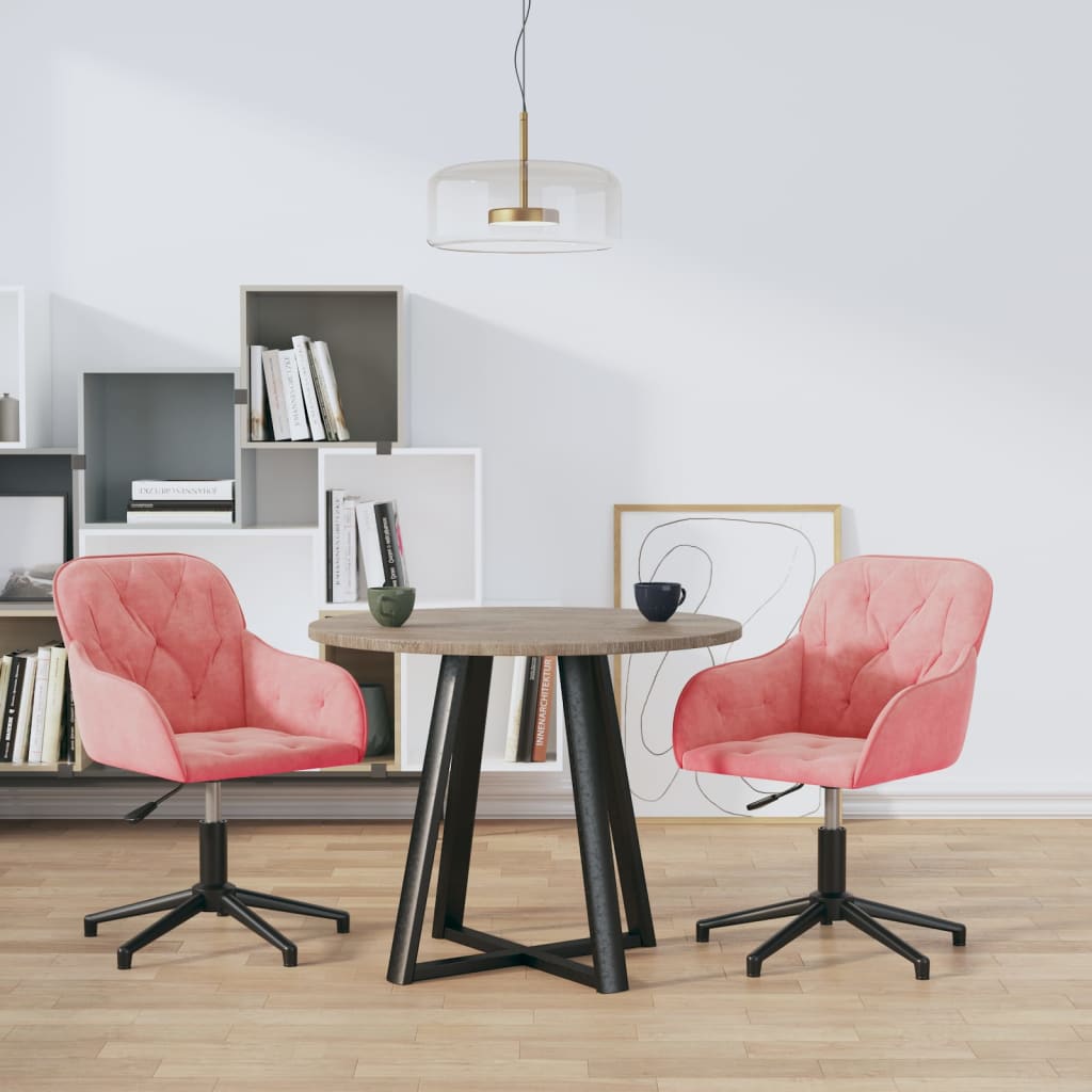 vidaXL Sillas de comedor giratorias 2 unidades terciopelo rosa