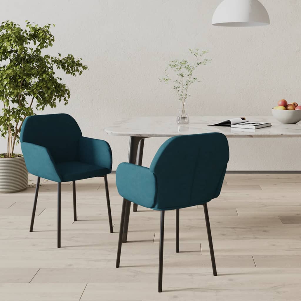 vidaXL Sillas de comedor 2 unidades terciopelo azul