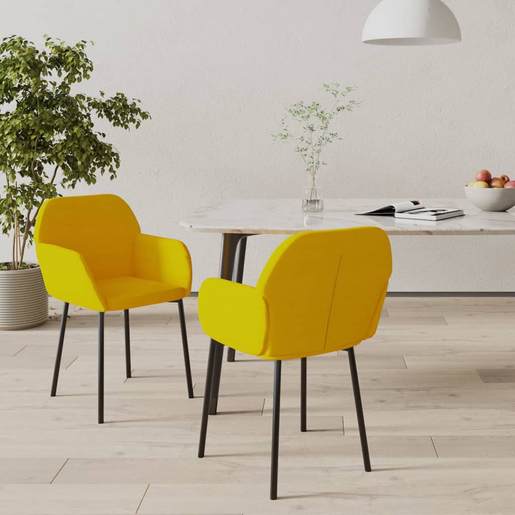 vidaXL Sillas de comedor 2 unidades terciopelo amarillo