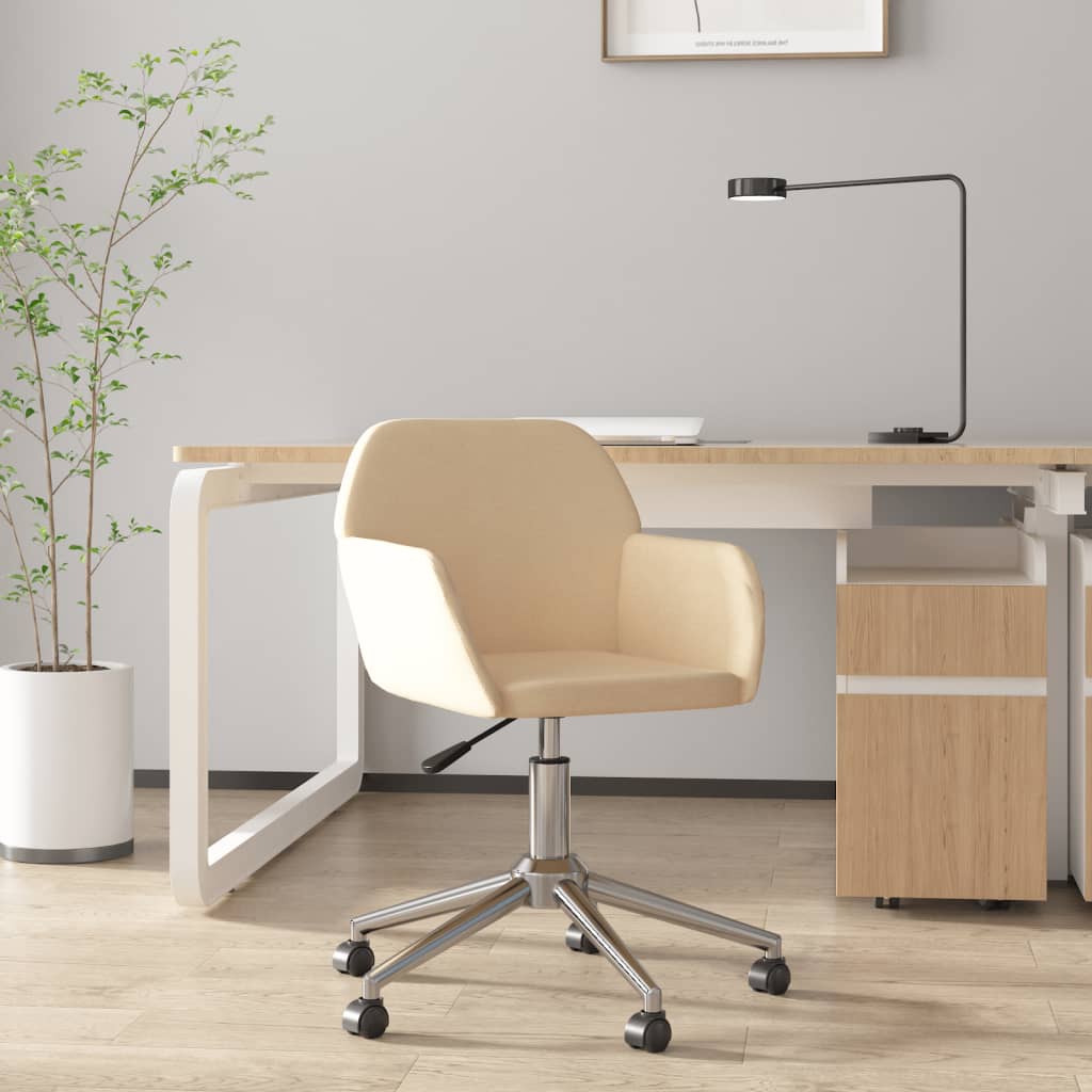 vidaXL Silla de oficina giratoria tela color crema