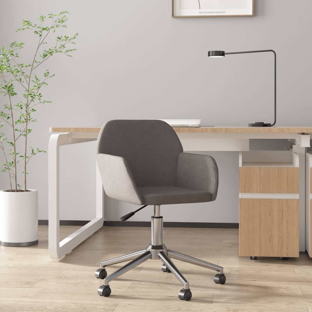 vidaXL Silla de oficina giratoria tela gris oscuro