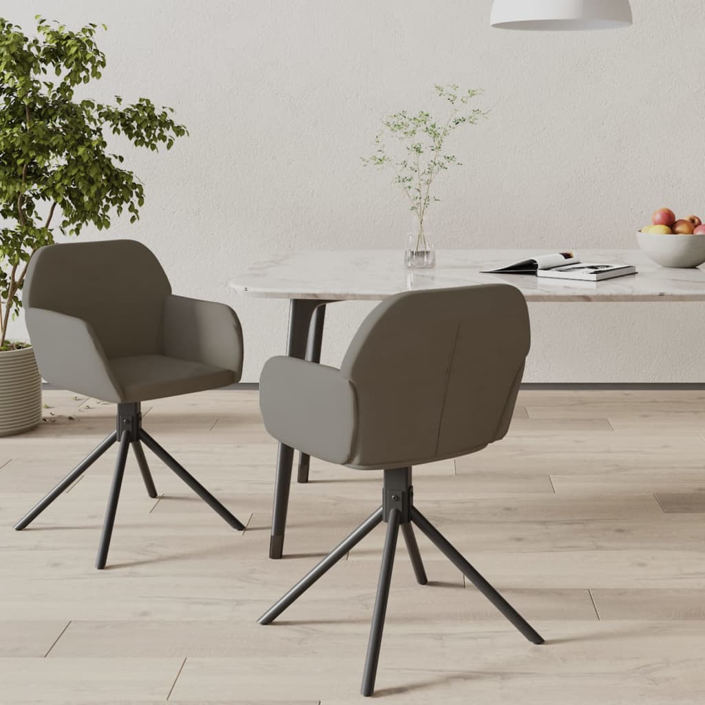 vidaXL Sillas de comedor giratorias 2 unidades terciopelo gris oscuro