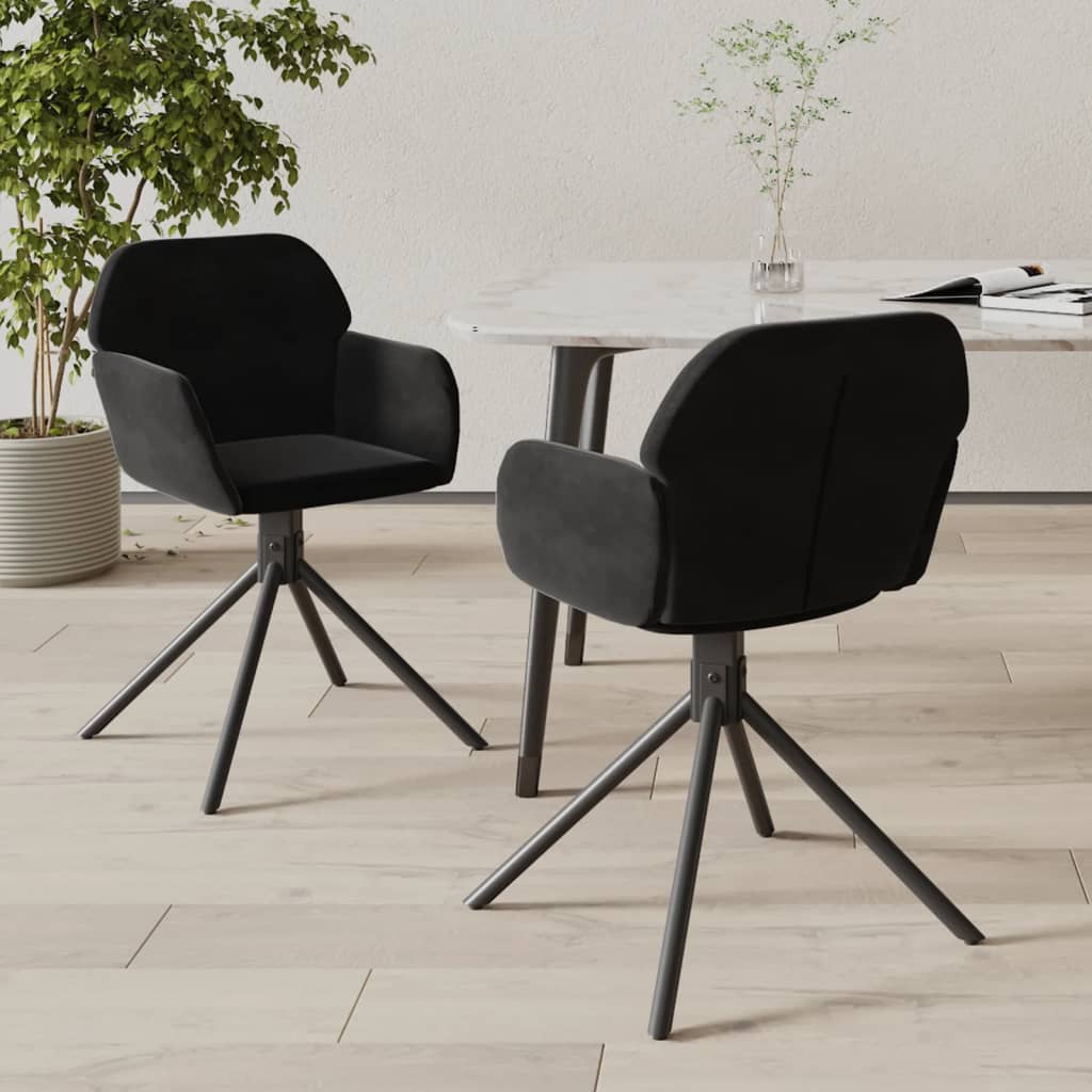 vidaXL Sillas de comedor giratorias 2 uds terciopelo negro