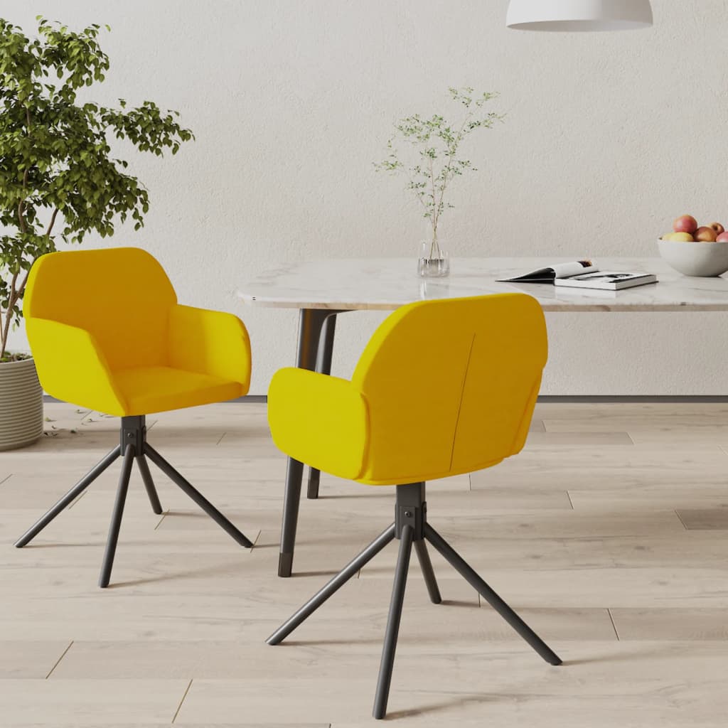 vidaXL Sillas de comedor giratorias 2 uds terciopelo amarillo