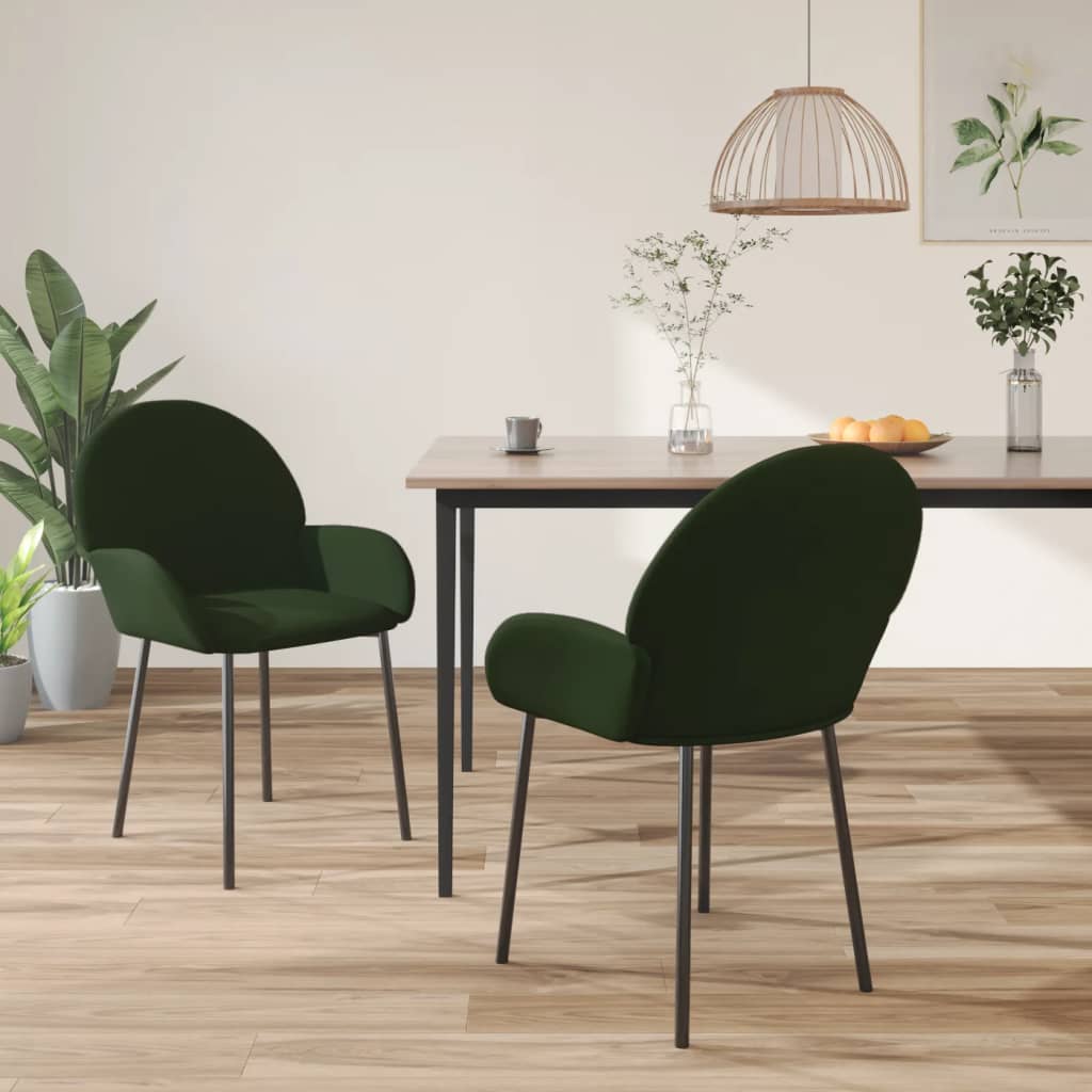 vidaXL Sillas de comedor 2 unidades terciopelo verde oscuro