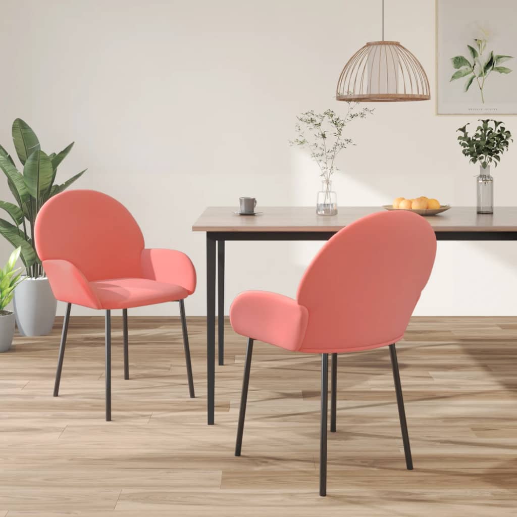 vidaXL Sillas de comedor 2 unidades terciopelo rosa