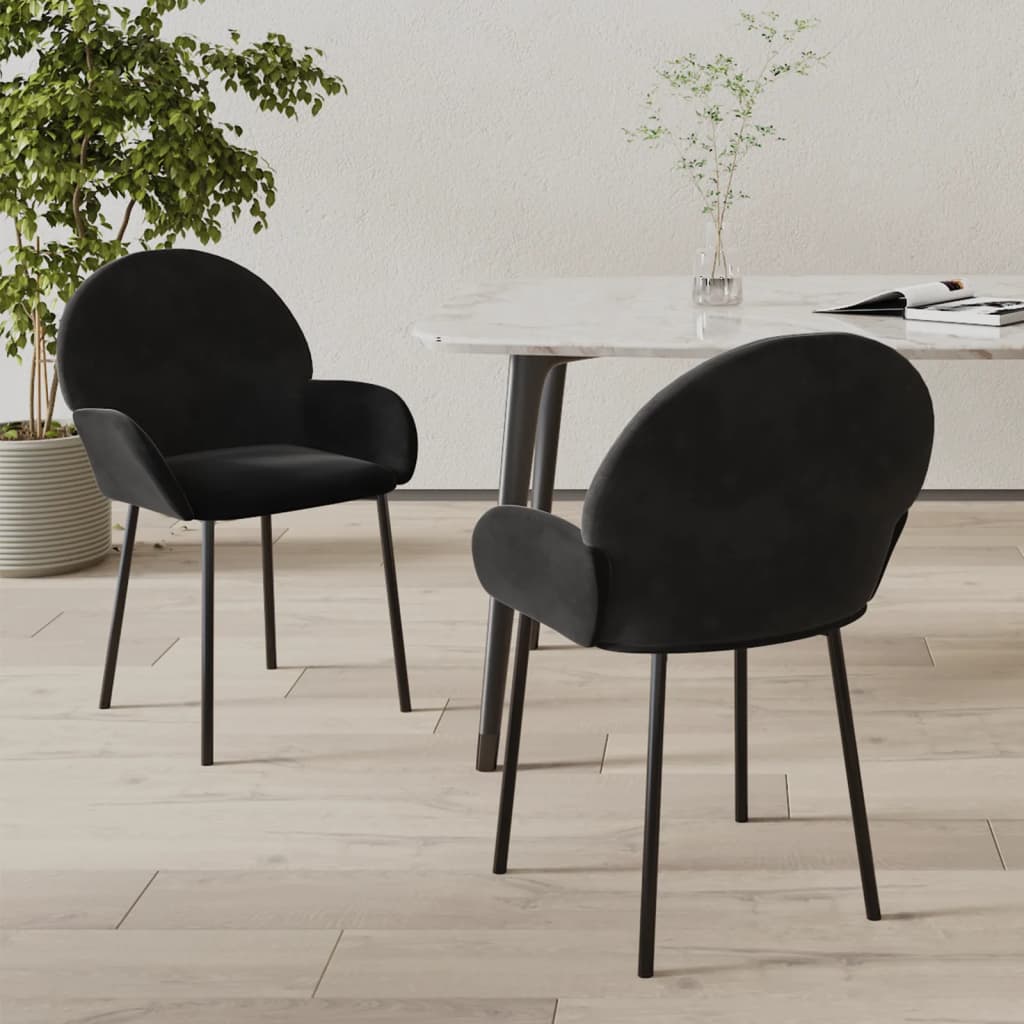 vidaXL Sillas de comedor 2 unidades terciopelo negro