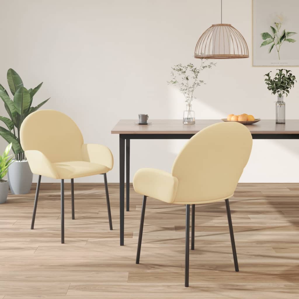 vidaXL Sillas de comedor 2 unidades terciopelo crema