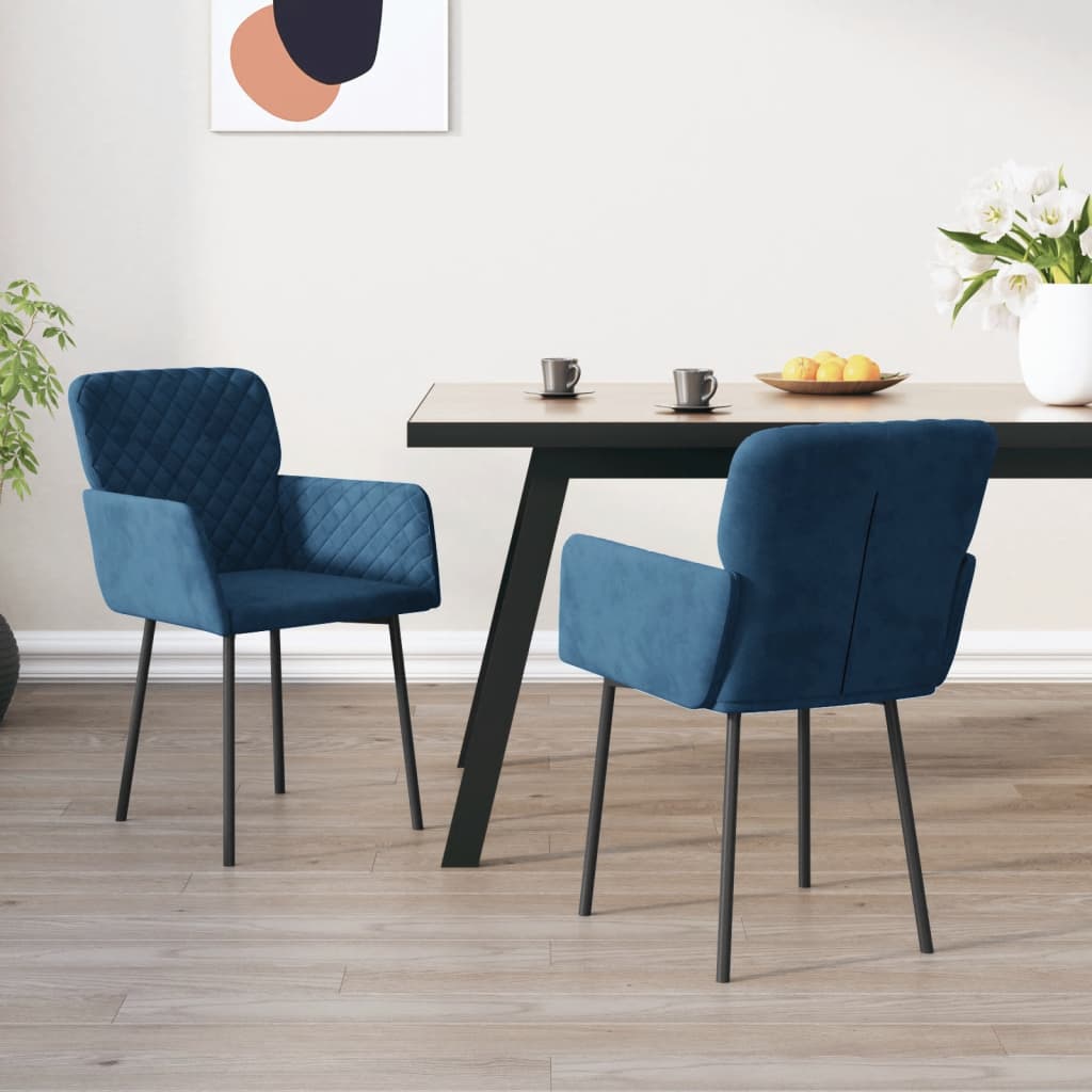 vidaXL Sillas de comedor 2 unidades terciopelo azul