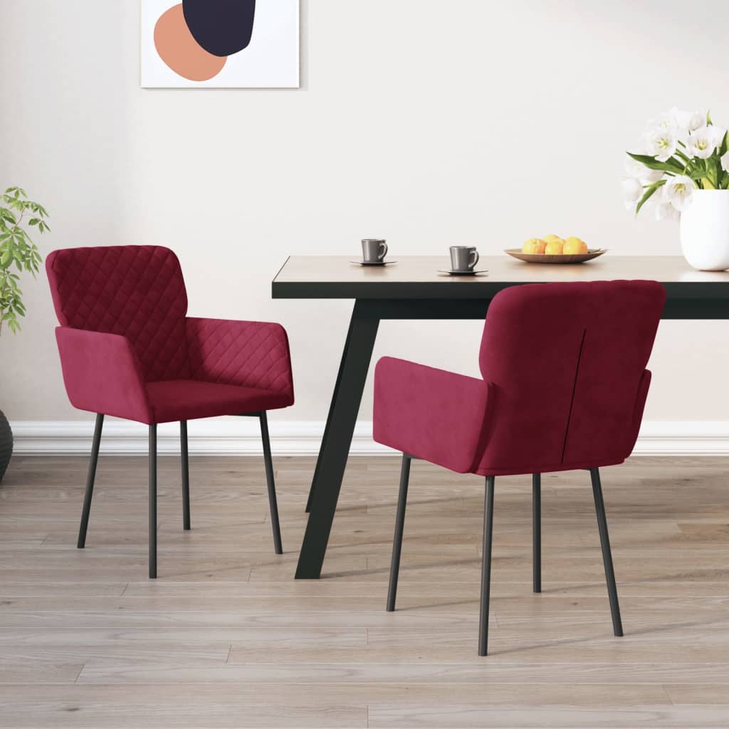 vidaXL Sillas de comedor 2 unidades terciopelo rojo tinto