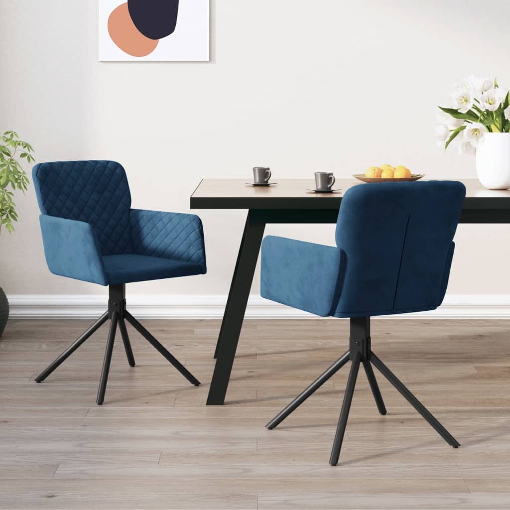 vidaXL Sillas de comedor giratorias 2 uds terciopelo azul