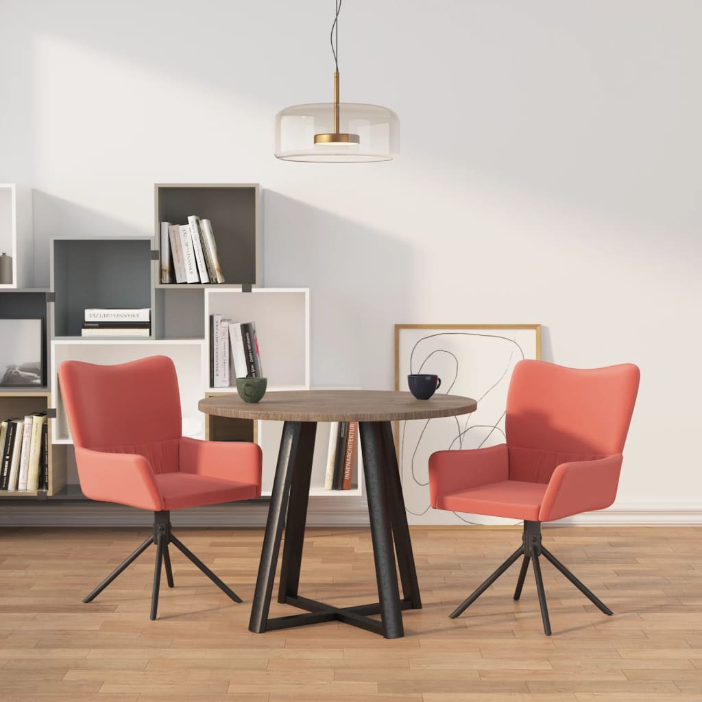 vidaXL Sillas de comedor giratorias 2 unidades terciopelo rosa