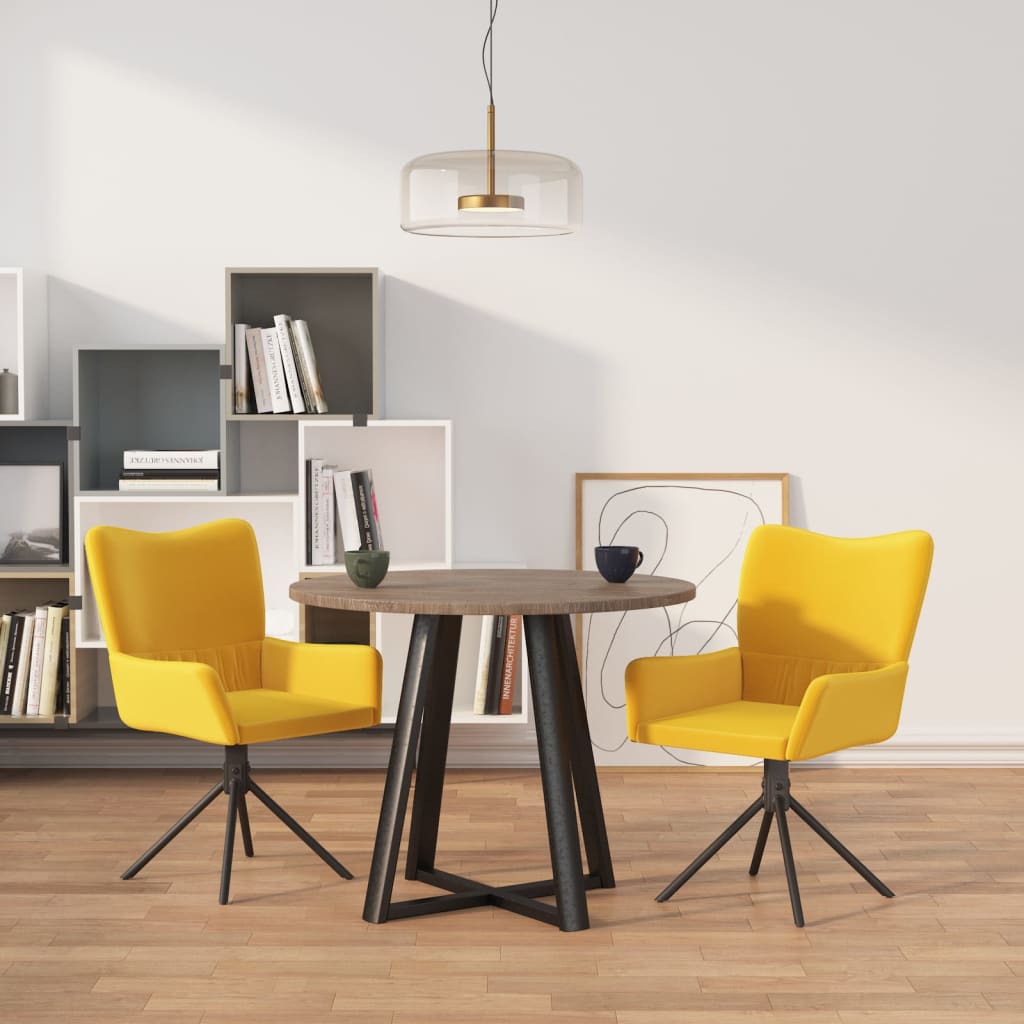 vidaXL Sillas de comedor giratorias 2 uds terciopelo amarillo