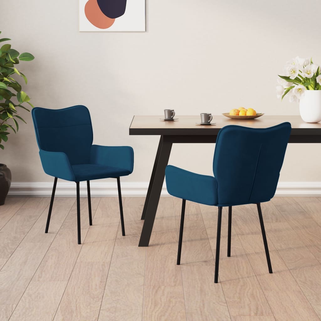 vidaXL Sillas de comedor 2 unidades terciopelo azul