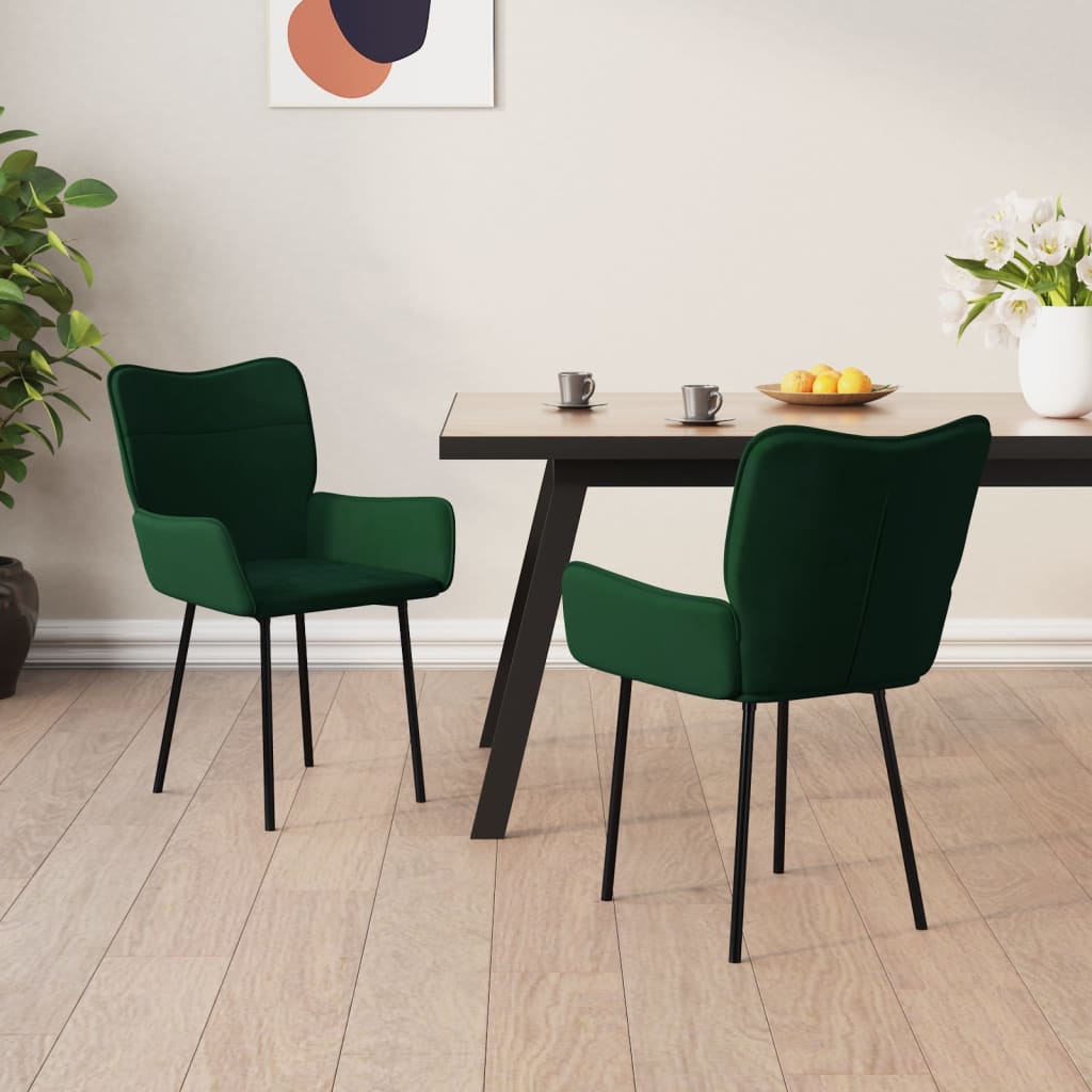 vidaXL Sillas de comedor 2 unidades terciopelo verde oscuro