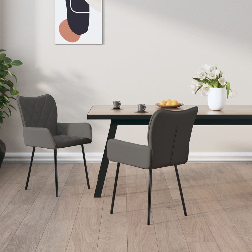 vidaXL Sillas de comedor 2 unidades tela gris oscuro