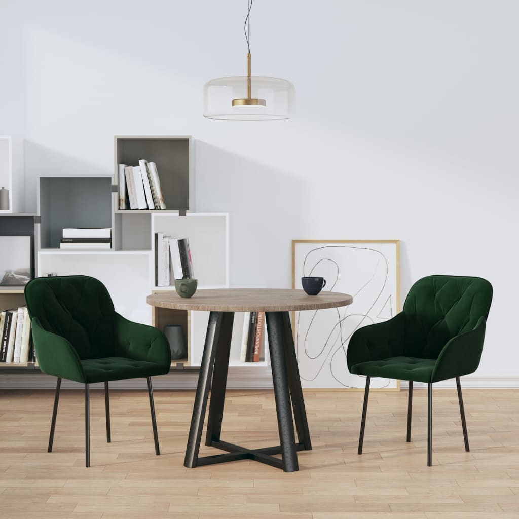 vidaXL Sillas de comedor 2 unidades terciopelo verde oscuro