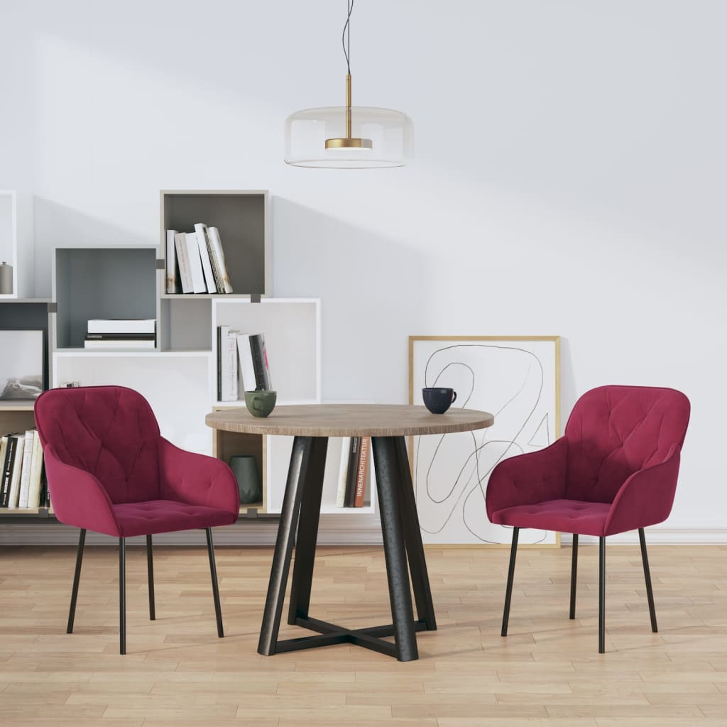 vidaXL Sillas de comedor 2 unidades terciopelo rojo tinto