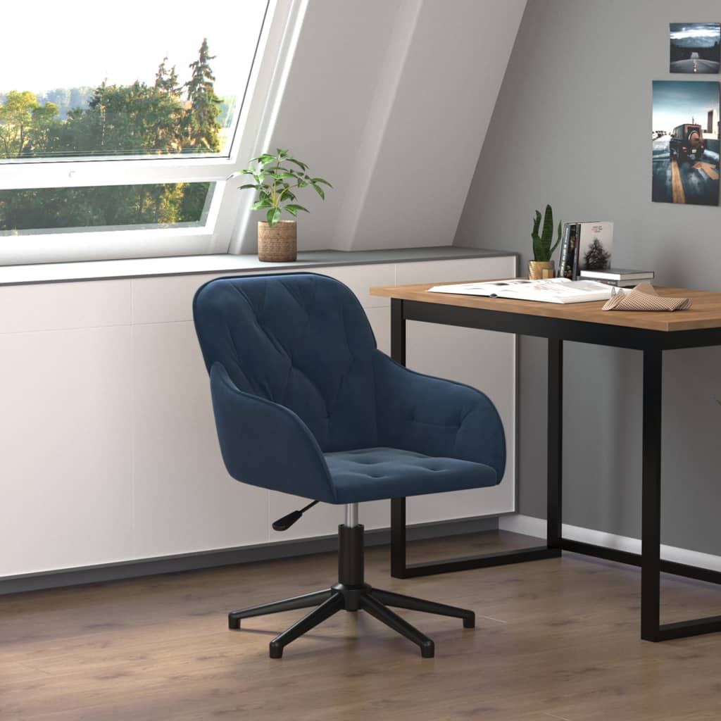 vidaXL Silla de oficina giratoria terciopelo azul