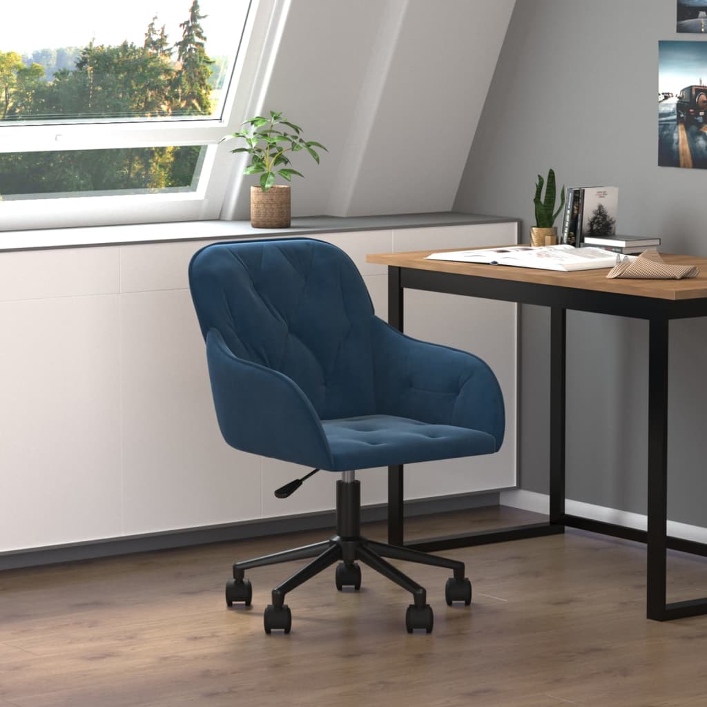 vidaXL Silla de oficina giratoria terciopelo azul