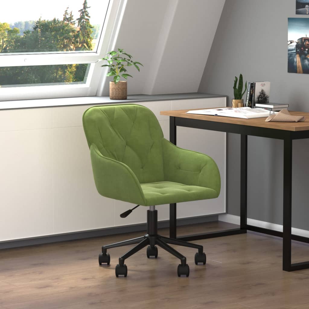 vidaXL Silla de oficina giratoria de terciopelo verde claro