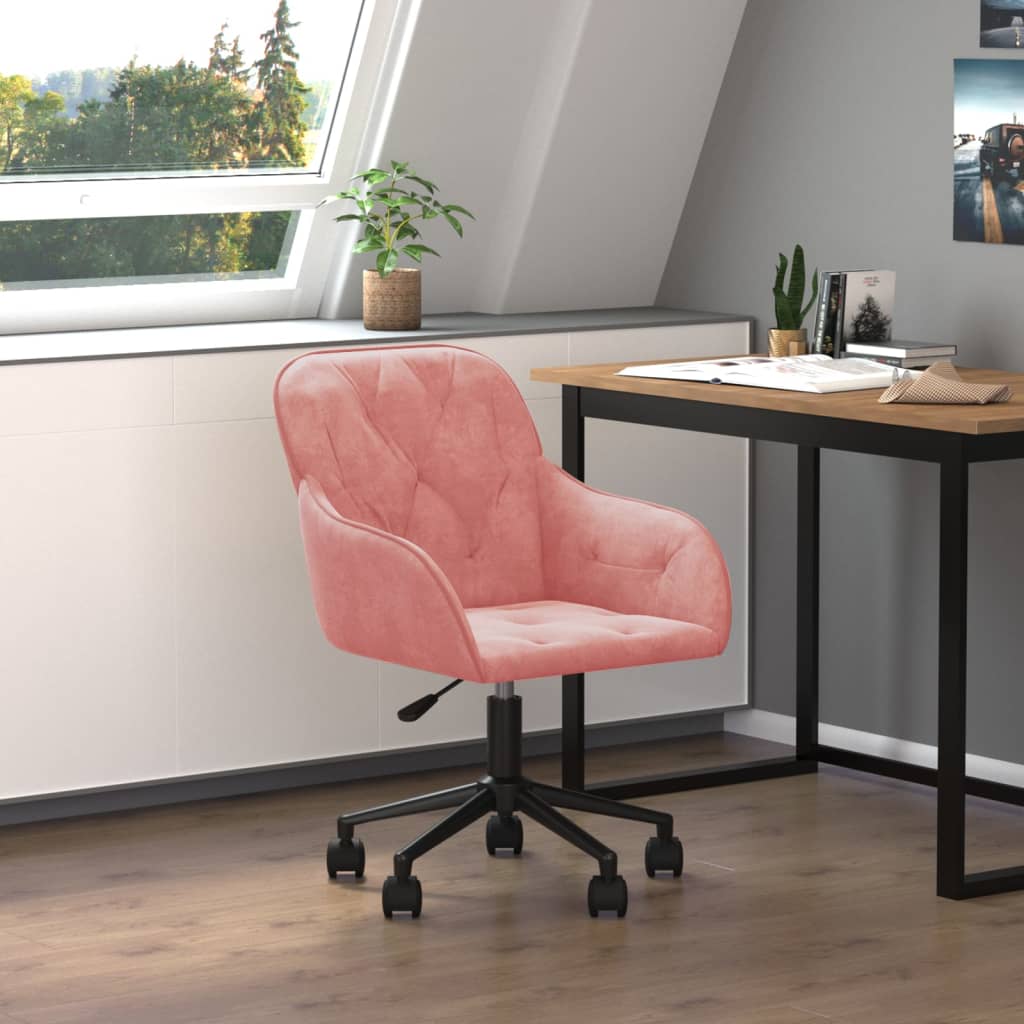 vidaXL Silla de oficina giratoria de terciopelo rosa