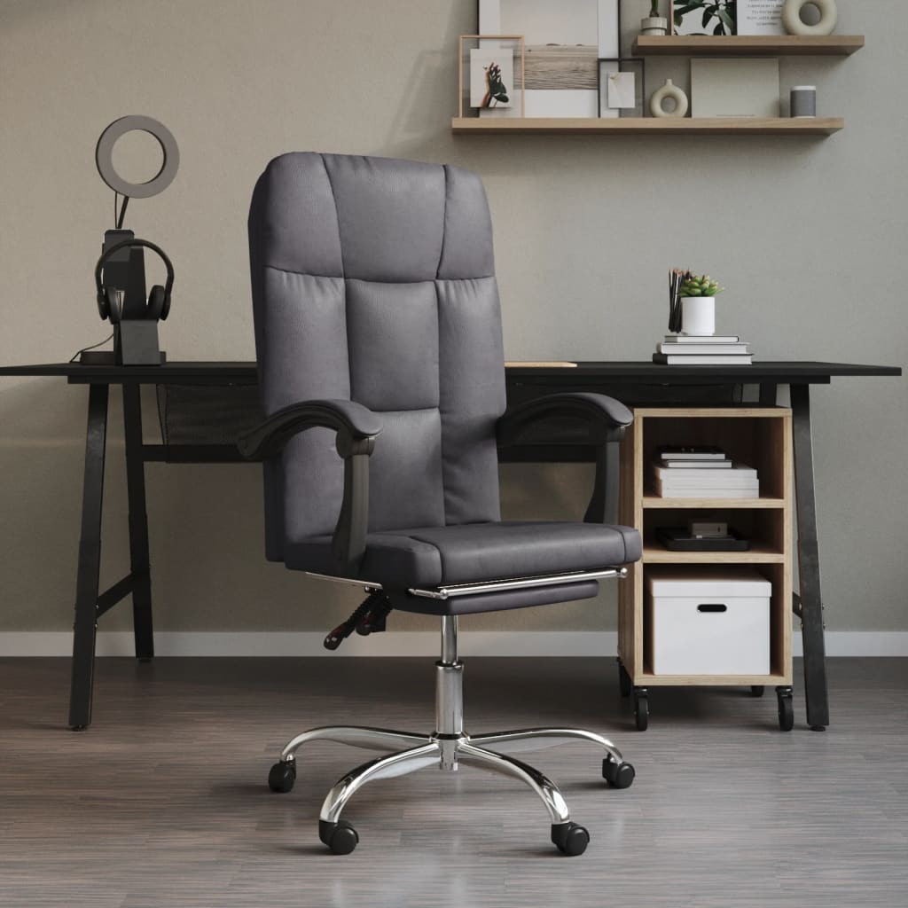 vidaXL Silla de oficina reclinable cuero sintético gris