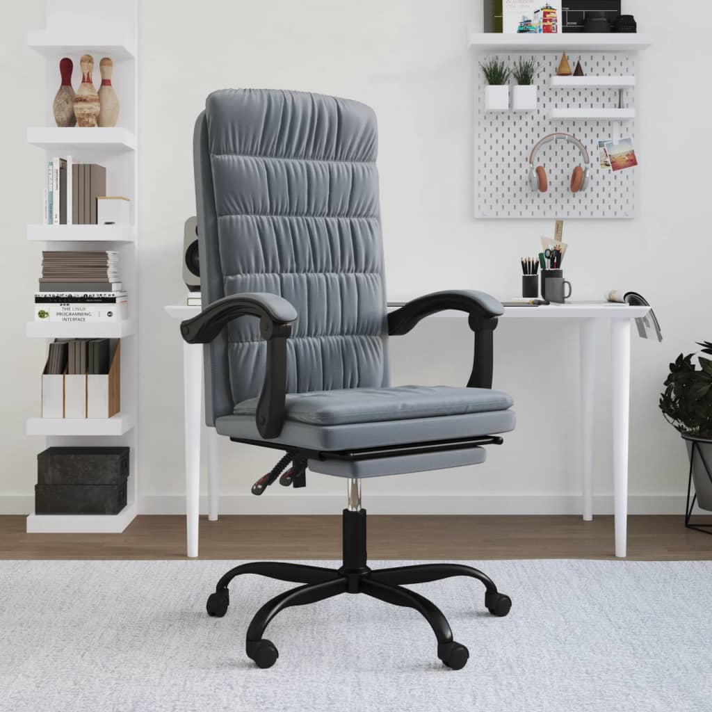 vidaXL Silla de oficina reclinable de terciopelo gris oscuro