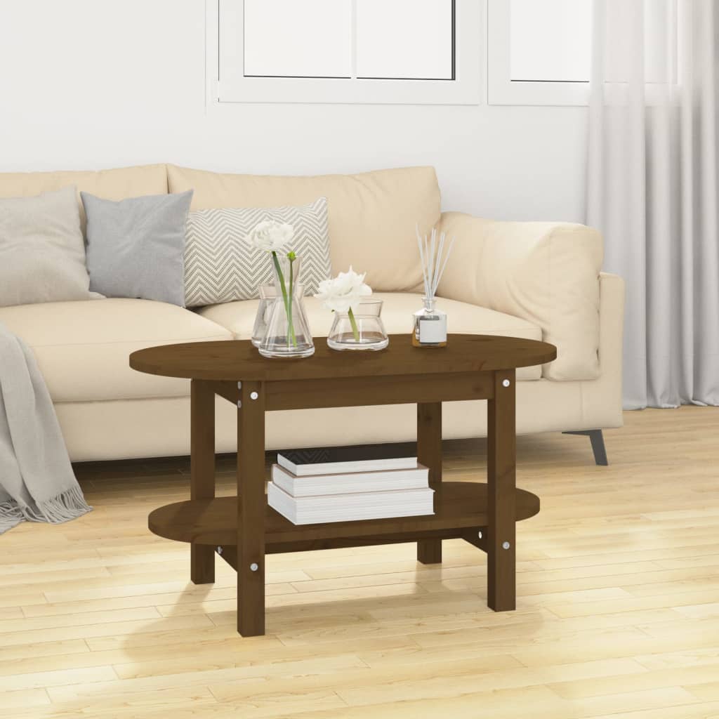 vidaXL Mesa de centro madera maciza de pino marrón miel 80x45x45 cm