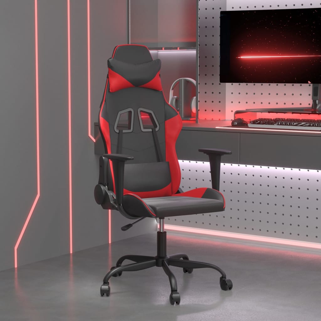 vidaXL Silla gaming cuero sintético negro y rojo