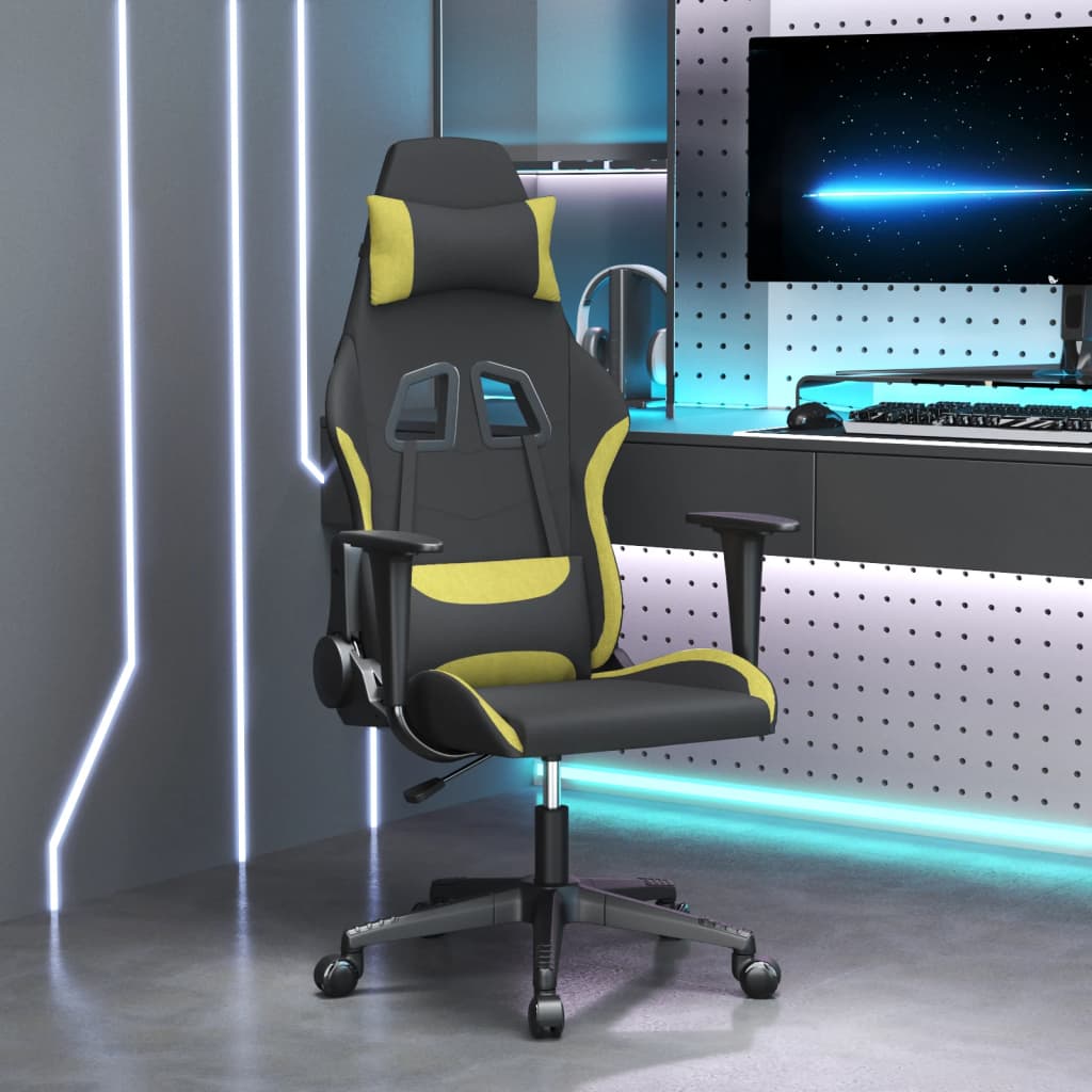 vidaXL Silla gaming tela verde claro y negro