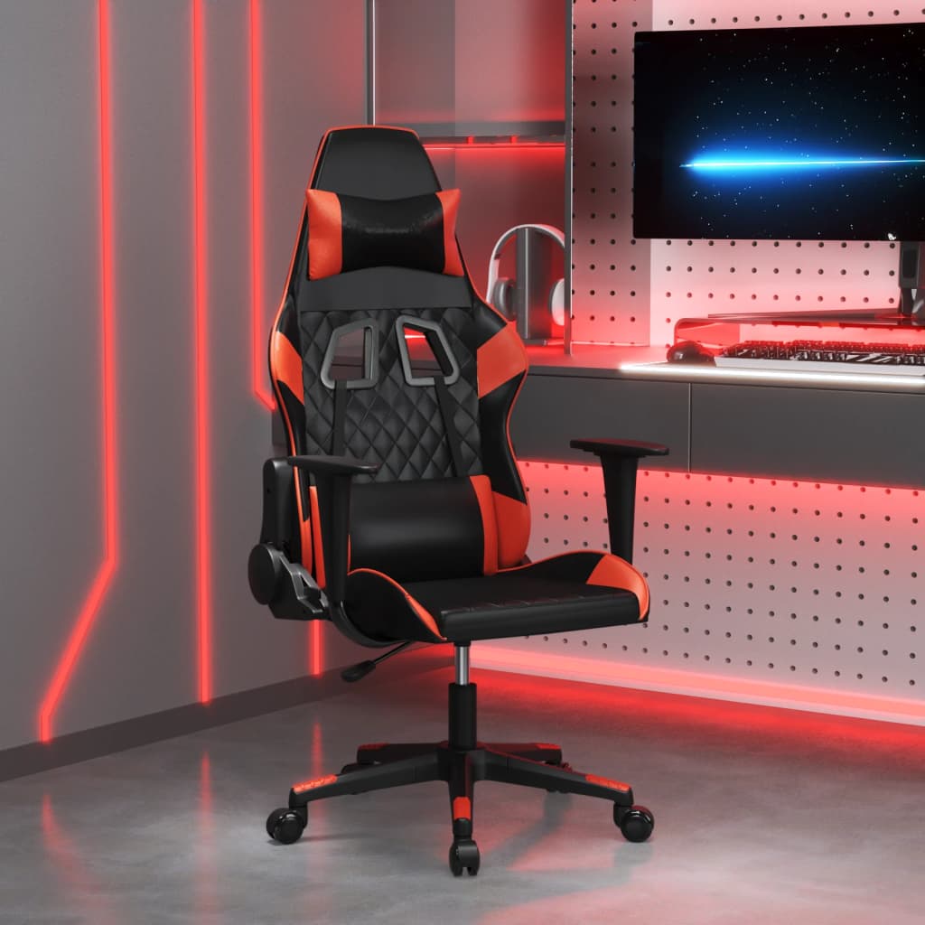 vidaXL Silla gaming cuero sintético negro y rojo